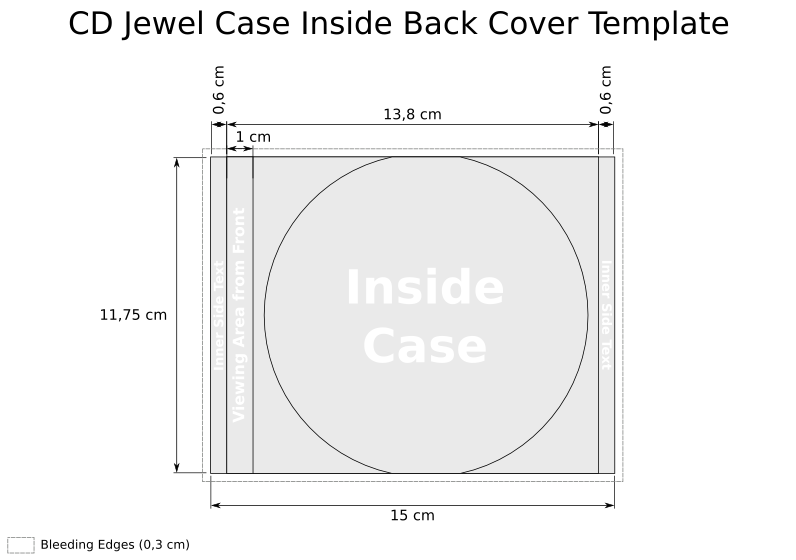CD Jewel Case Template - Inside Back Cover